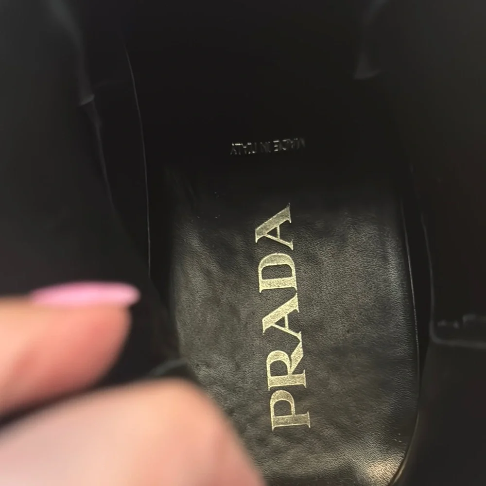 Men’s Authengic Prada Black Leather Square-Toe Boots